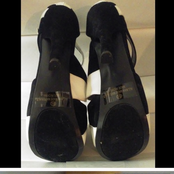 💜LILIANA💜 NEW 6.5 BLACK WHITE PLATFORM HEELS - Picture 6 of 7